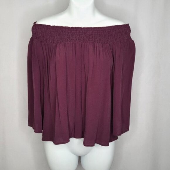 Aritzia Talula Wineberry Off the Shoulder Top - Picture 2 of 5